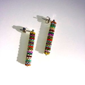 Colorful Cylinder earrings. Colombian Jewelry